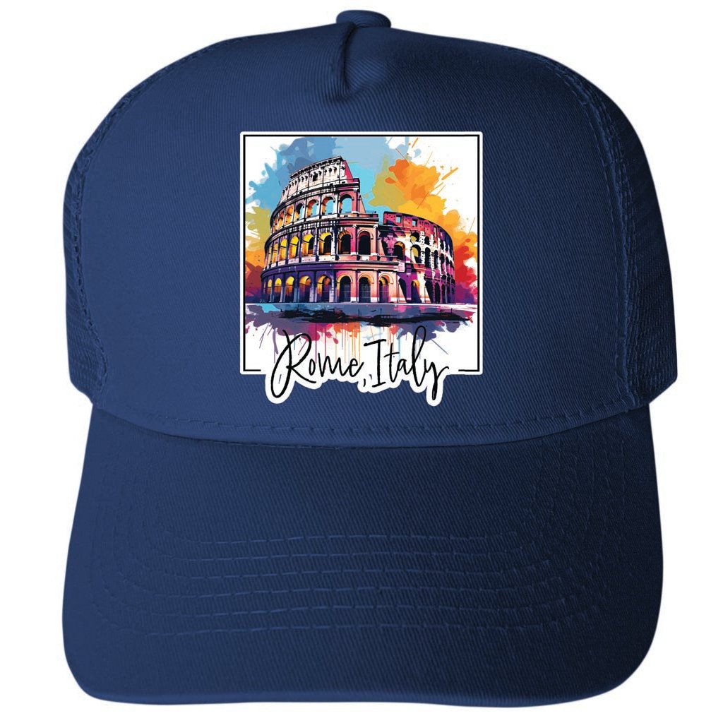 Rome Italy Design A Unisex Mesh Back Trucker Hat with Adjustable Snapback Image 1