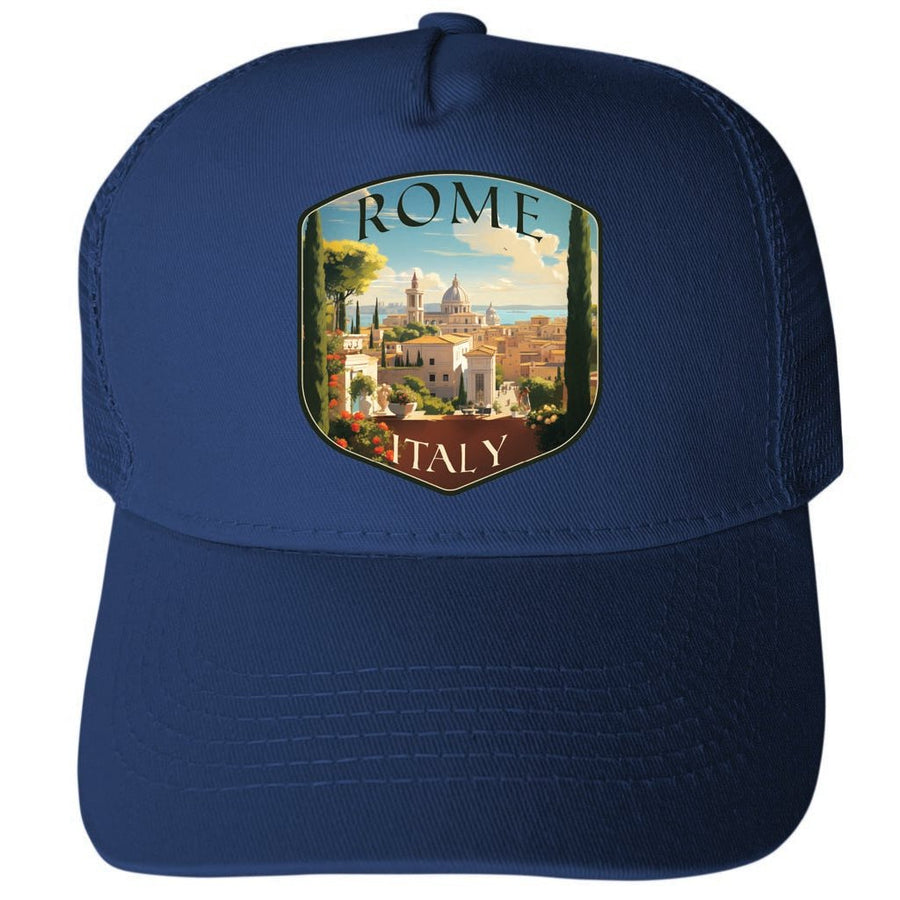 Rome Italy Design C Unisex Mesh Back Trucker Hat with Adjustable Snapback Image 1