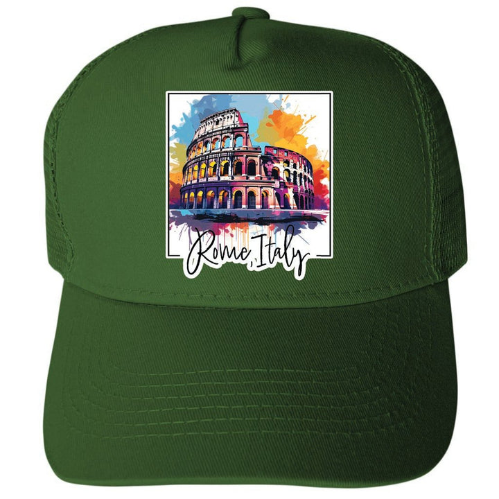 Rome Italy Design A Unisex Mesh Back Trucker Hat with Adjustable Snapback Image 2