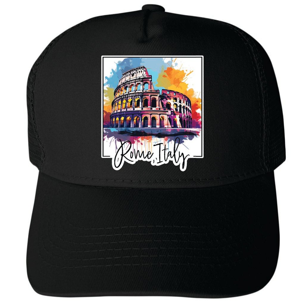 Rome Italy Design A Unisex Mesh Back Trucker Hat with Adjustable Snapback Image 4