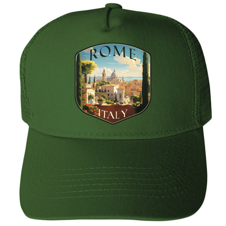 Rome Italy Design C Unisex Mesh Back Trucker Hat with Adjustable Snapback Image 2