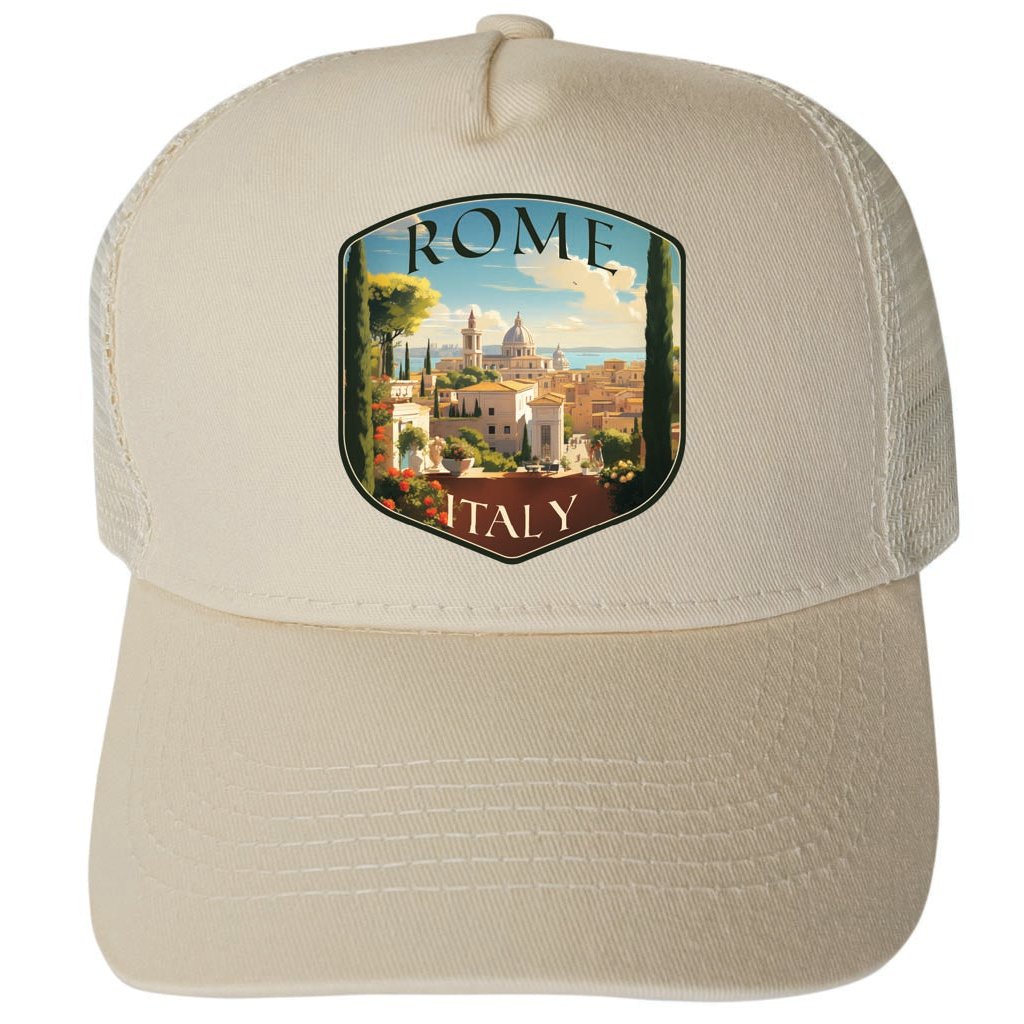 Rome Italy Design C Unisex Mesh Back Trucker Hat with Adjustable Snapback Image 1