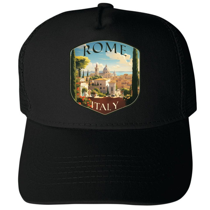 Rome Italy Design C Unisex Mesh Back Trucker Hat with Adjustable Snapback Image 1