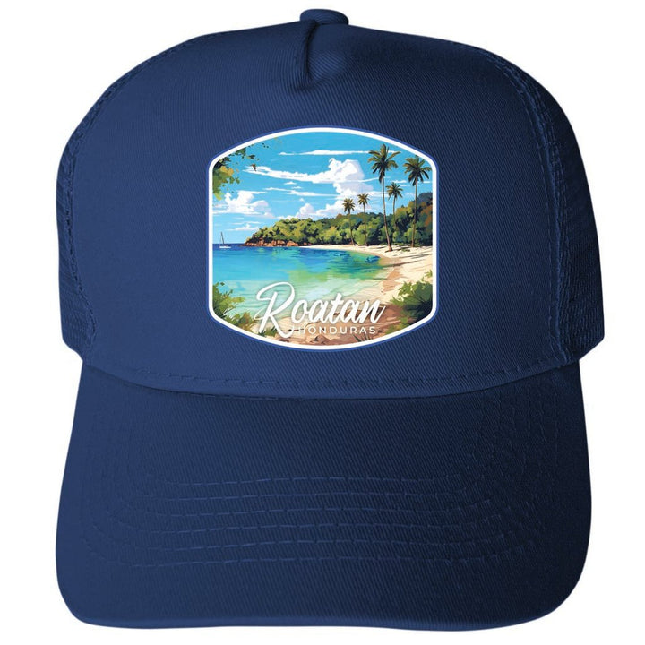 Roatan Honduras Design C Unisex Mesh Back Trucker Hat with Adjustable Snapback Image 1