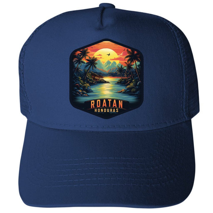 Roatan Honduras Design A Unisex Mesh Back Trucker Hat with Adjustable Snapback Image 1