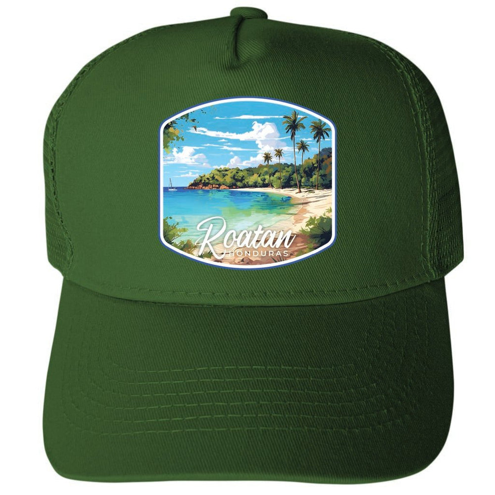 Roatan Honduras Design C Unisex Mesh Back Trucker Hat with Adjustable Snapback Image 2