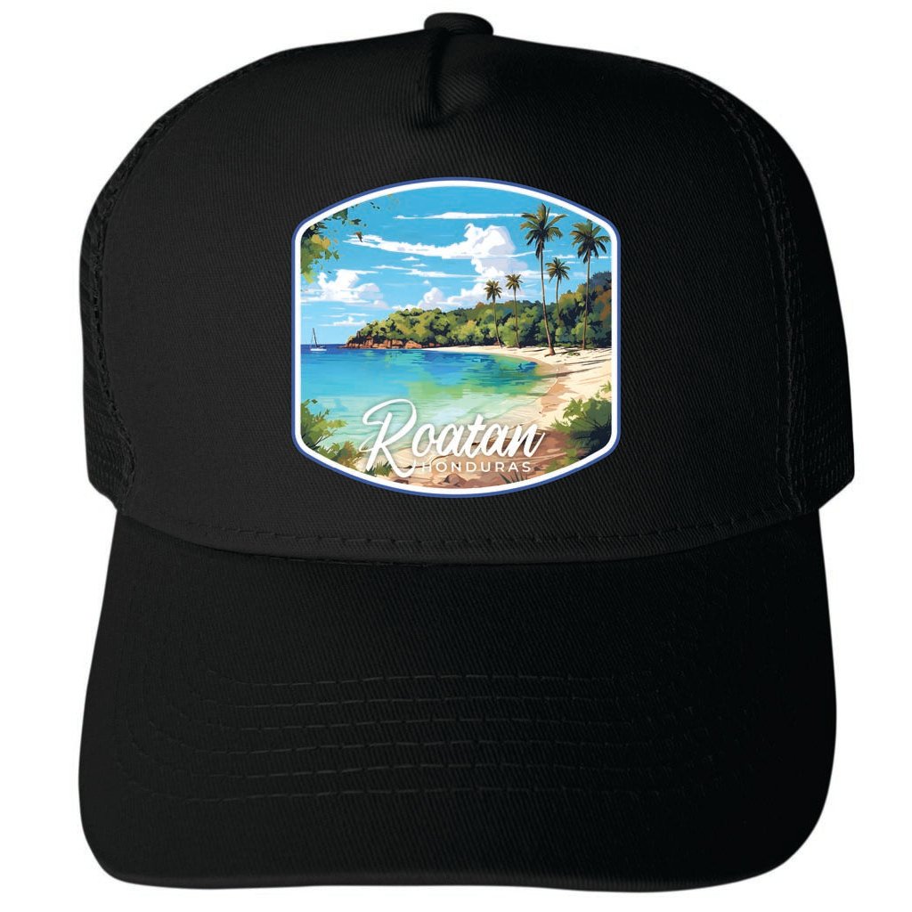 Roatan Honduras Design C Unisex Mesh Back Trucker Hat with Adjustable Snapback Image 4