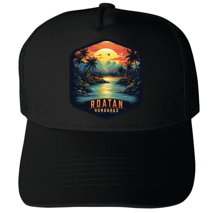 Roatan Honduras Design A Unisex Mesh Back Trucker Hat with Adjustable Snapback Image 4