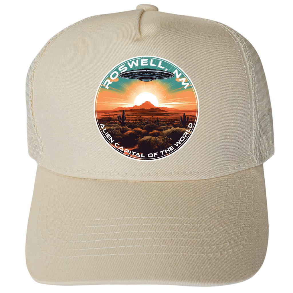 Roswell Mexico Design A Unisex Mesh Back Trucker Hat with Adjustable Snapback Image 3