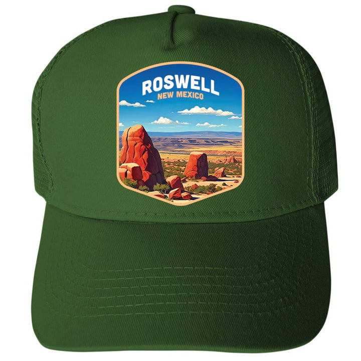 Roswell Mexico Design B Unisex Mesh Back Trucker Hat with Adjustable Snapback Image 1