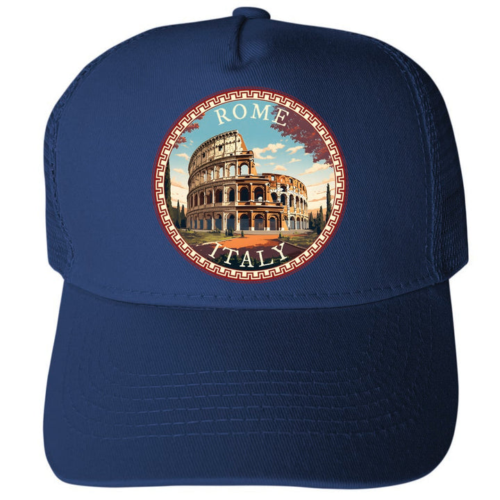 Rome Italy Design D Unisex Mesh Back Trucker Hat with Adjustable Snapback Image 1