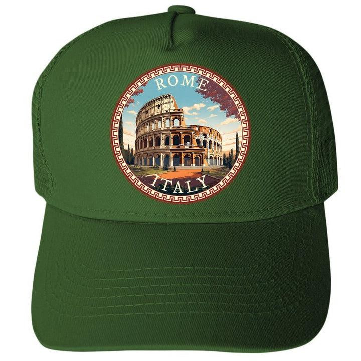 Rome Italy Design D Unisex Mesh Back Trucker Hat with Adjustable Snapback Image 2