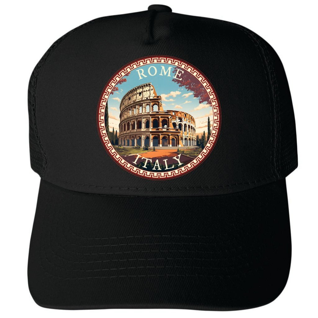 Rome Italy Design D Unisex Mesh Back Trucker Hat with Adjustable Snapback Image 4