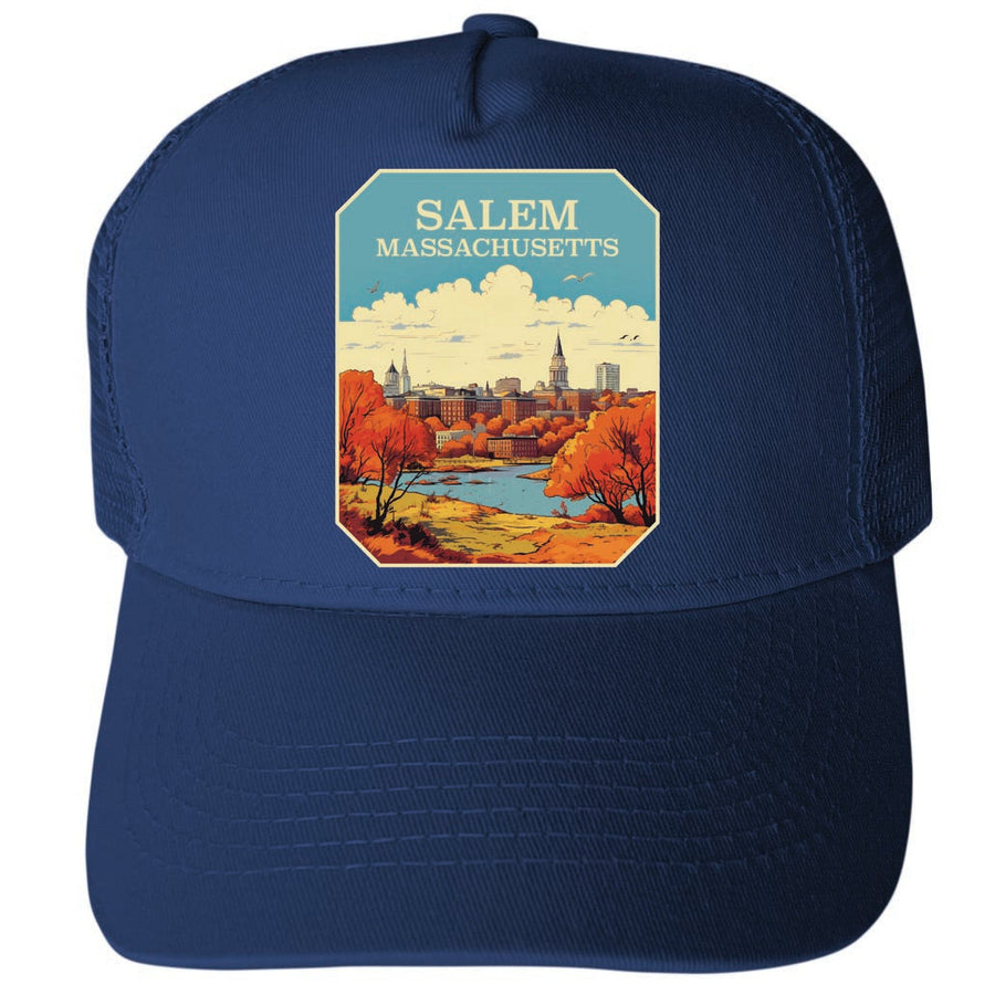 Salem Massachusetts Design A Unisex Mesh Back Trucker Hat with Adjustable Snapback Image 1