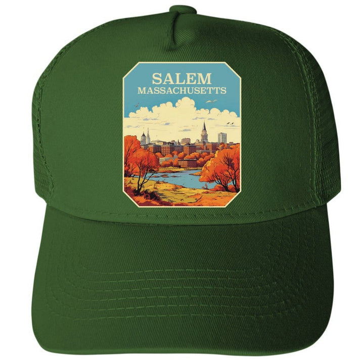 Salem Massachusetts Design A Unisex Mesh Back Trucker Hat with Adjustable Snapback Image 2