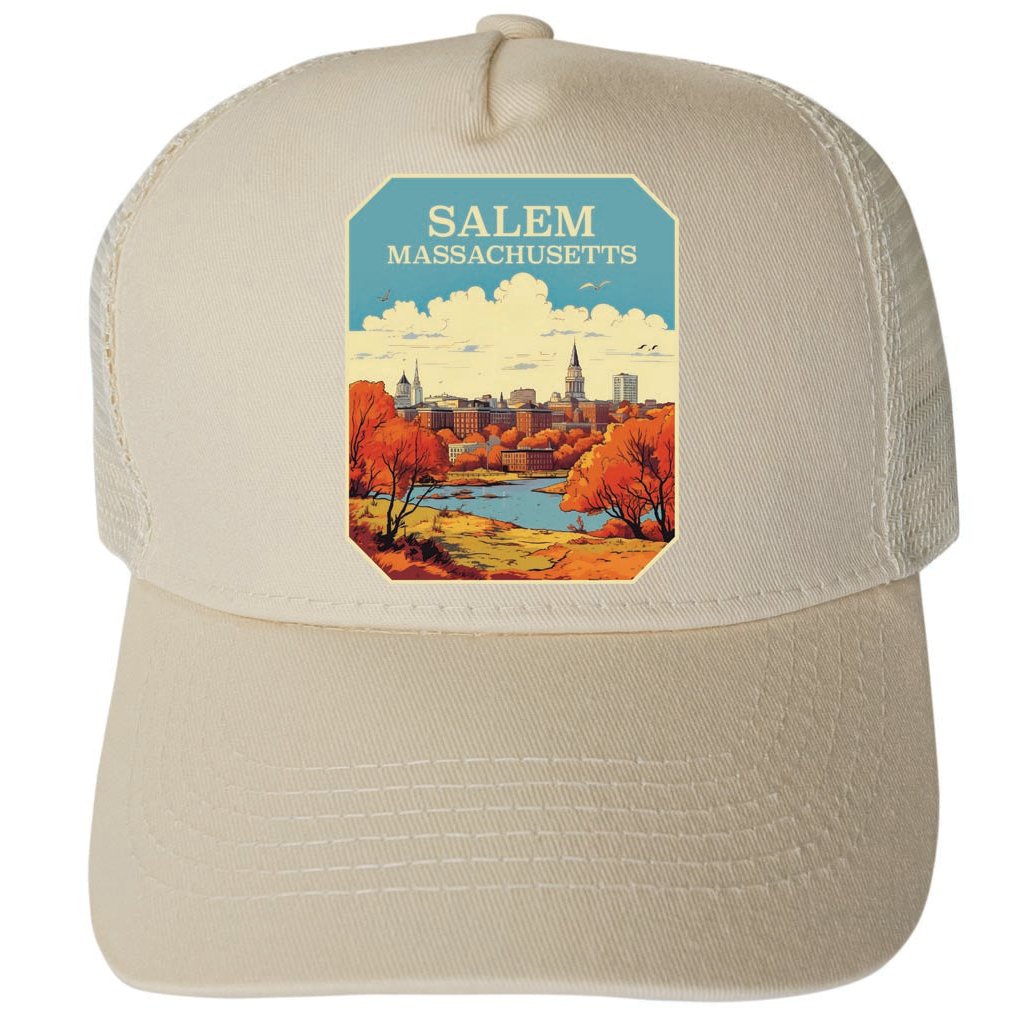 Salem Massachusetts Design A Unisex Mesh Back Trucker Hat with Adjustable Snapback Image 3