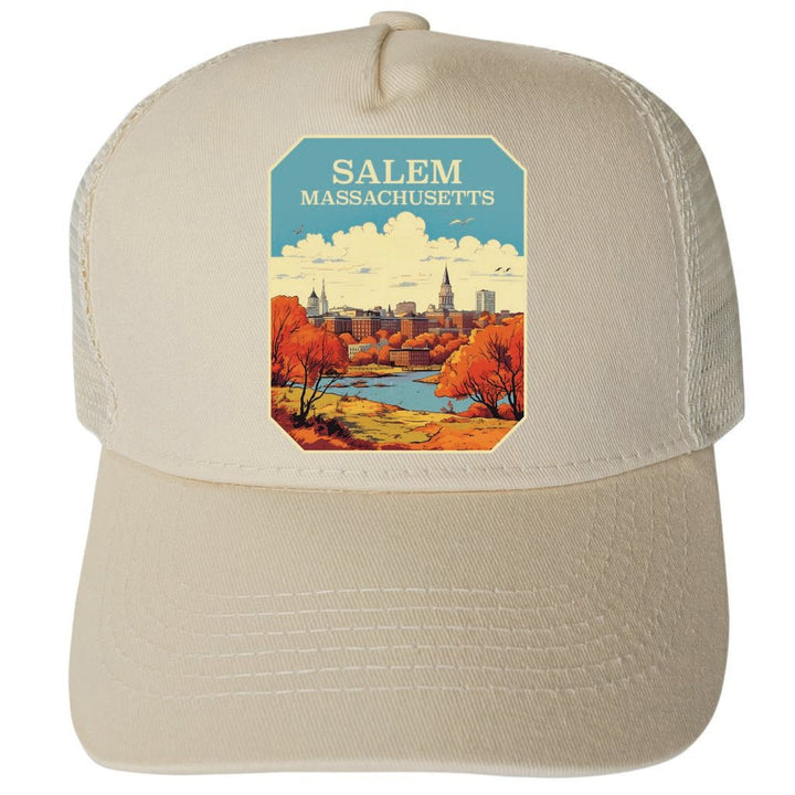 Salem Massachusetts Design A Unisex Mesh Back Trucker Hat with Adjustable Snapback Image 3