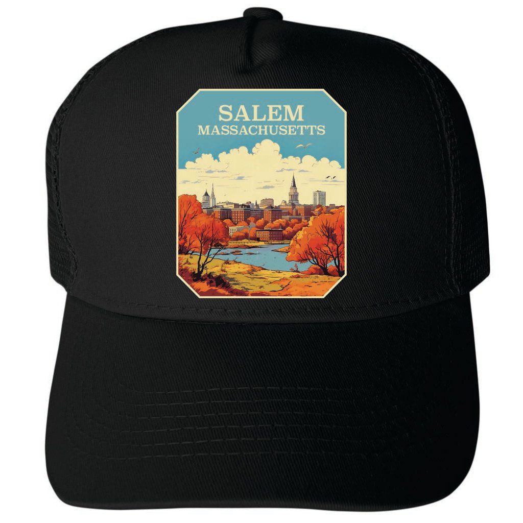 Salem Massachusetts Design A Unisex Mesh Back Trucker Hat with Adjustable Snapback Image 4