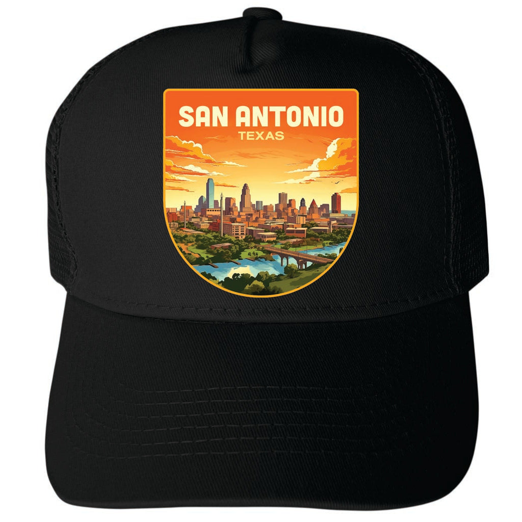 San Antonio Texas Design B Unisex Mesh Back Trucker Hat with Adjustable Snapback Image 1