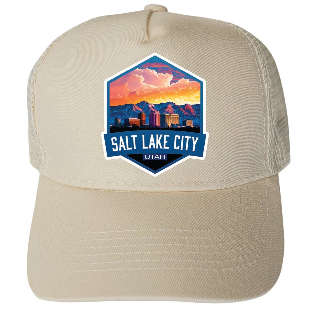 Salt Lake City Utah Design A Unisex Mesh Back Trucker Hat with Adjustable Snapback Image 4