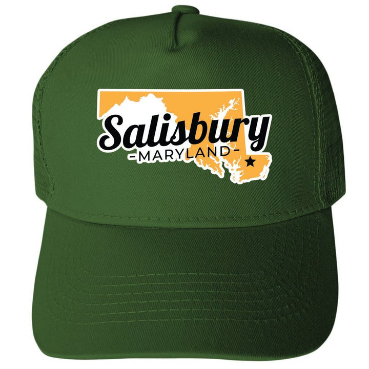 Salisbury Maryland State Shape Design Unisex Mesh Back Trucker Hat with Adjustable Snapback Image 2