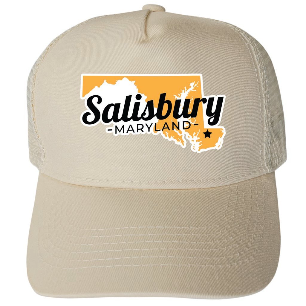 Salisbury Maryland State Shape Design Unisex Mesh Back Trucker Hat with Adjustable Snapback Image 3