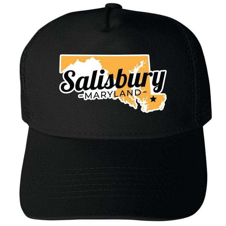 Salisbury Maryland State Shape Design Unisex Mesh Back Trucker Hat with Adjustable Snapback Image 4