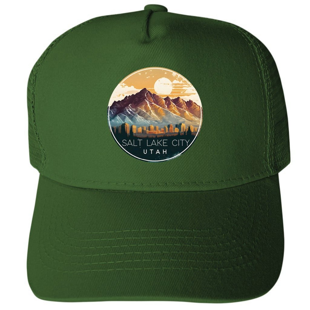 Salt Lake City Utah Design B Unisex Mesh Back Trucker Hat with Adjustable Snapback Image 2