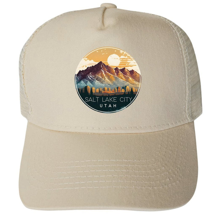 Salt Lake City Utah Design B Unisex Mesh Back Trucker Hat with Adjustable Snapback Image 3