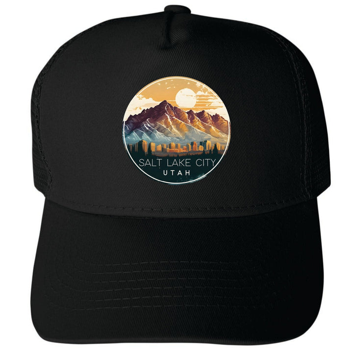 Salt Lake City Utah Design B Unisex Mesh Back Trucker Hat with Adjustable Snapback Image 4