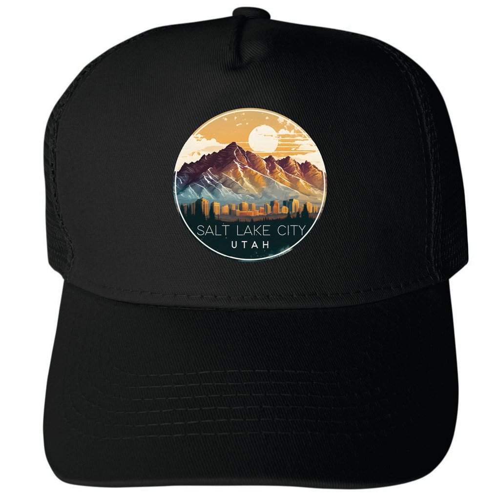 Salt Lake City Utah Design B Unisex Mesh Back Trucker Hat with Adjustable Snapback Image 1