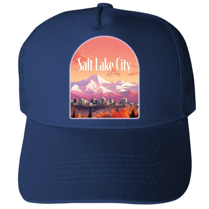 Salt Lake City Utah Design C Unisex Mesh Back Trucker Hat with Adjustable Snapback Image 2