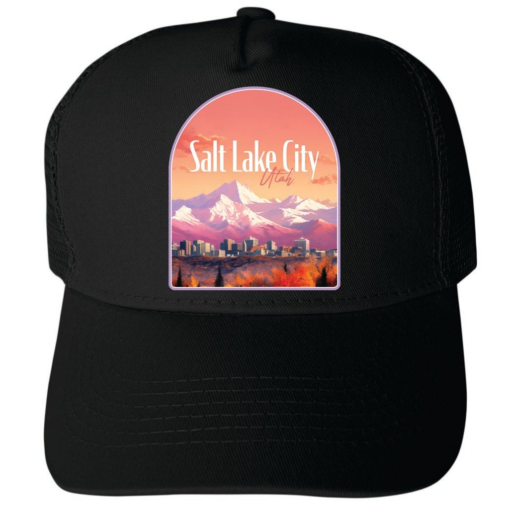 Salt Lake City Utah Design C Unisex Mesh Back Trucker Hat with Adjustable Snapback Image 4