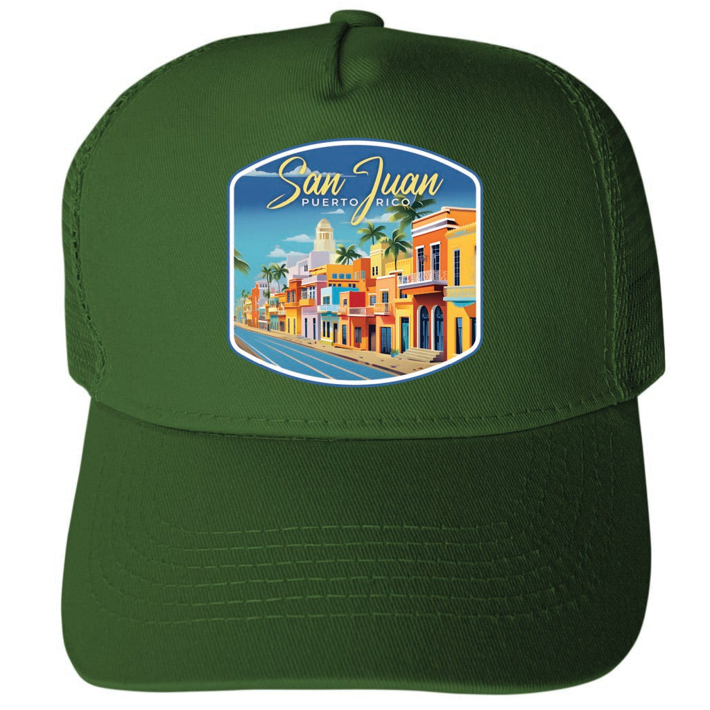 San Juan Puerto Rico Design C Unisex Mesh Back Trucker Hat with Adjustable Snapback Image 3