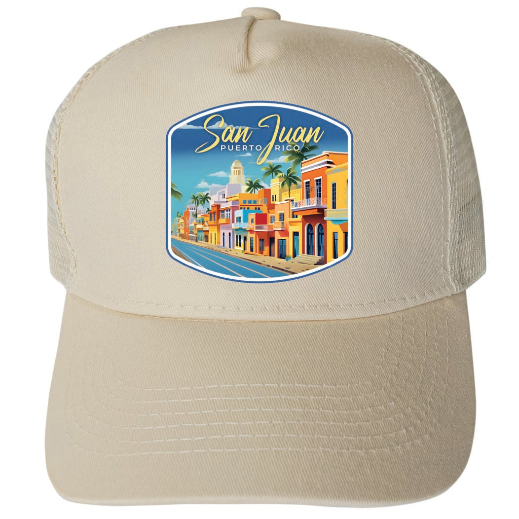 San Juan Puerto Rico Design C Unisex Mesh Back Trucker Hat with Adjustable Snapback Image 4