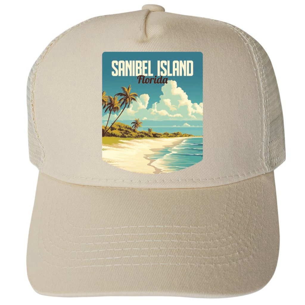 Sanibel Island Design A Unisex Mesh Back Trucker Hat with Adjustable Snapback Image 1