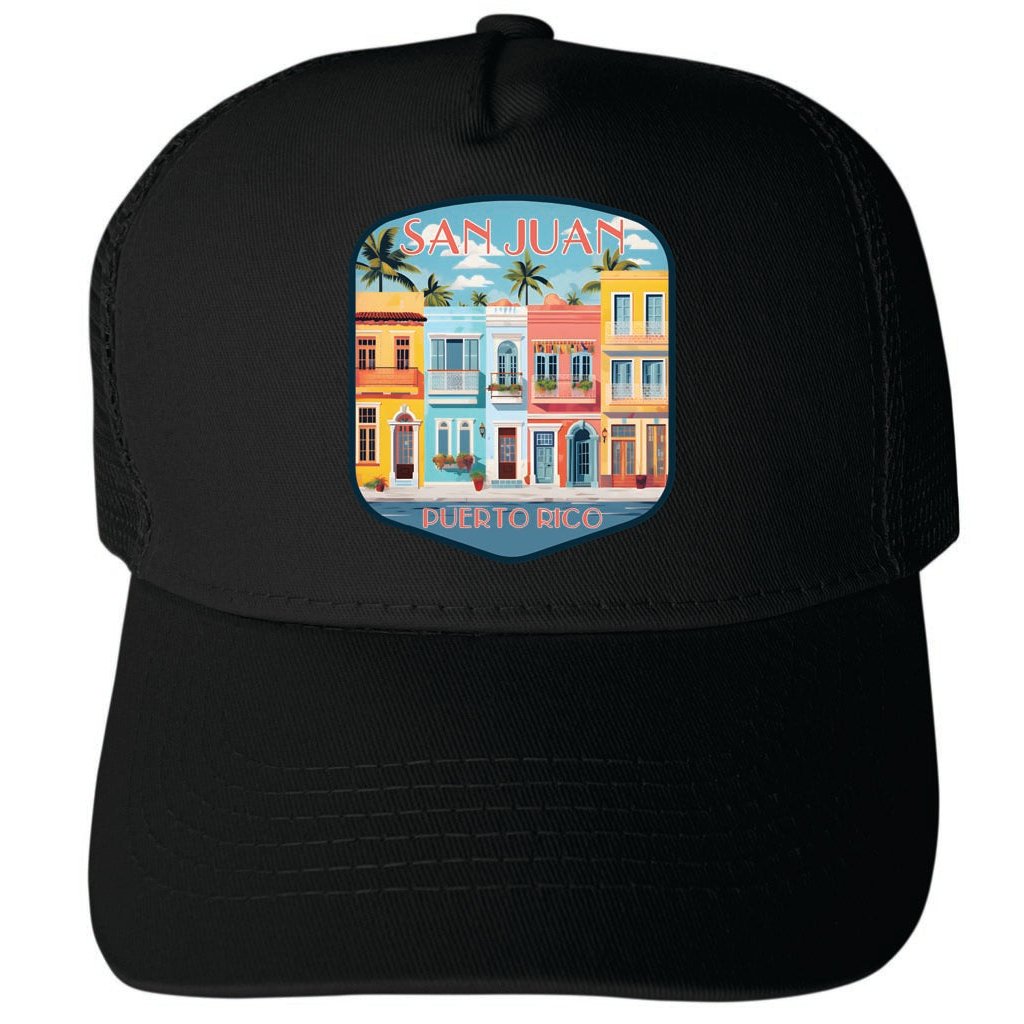 San Juan Puerto Rico Design B Unisex Mesh Back Trucker Hat with Adjustable Snapback Image 1