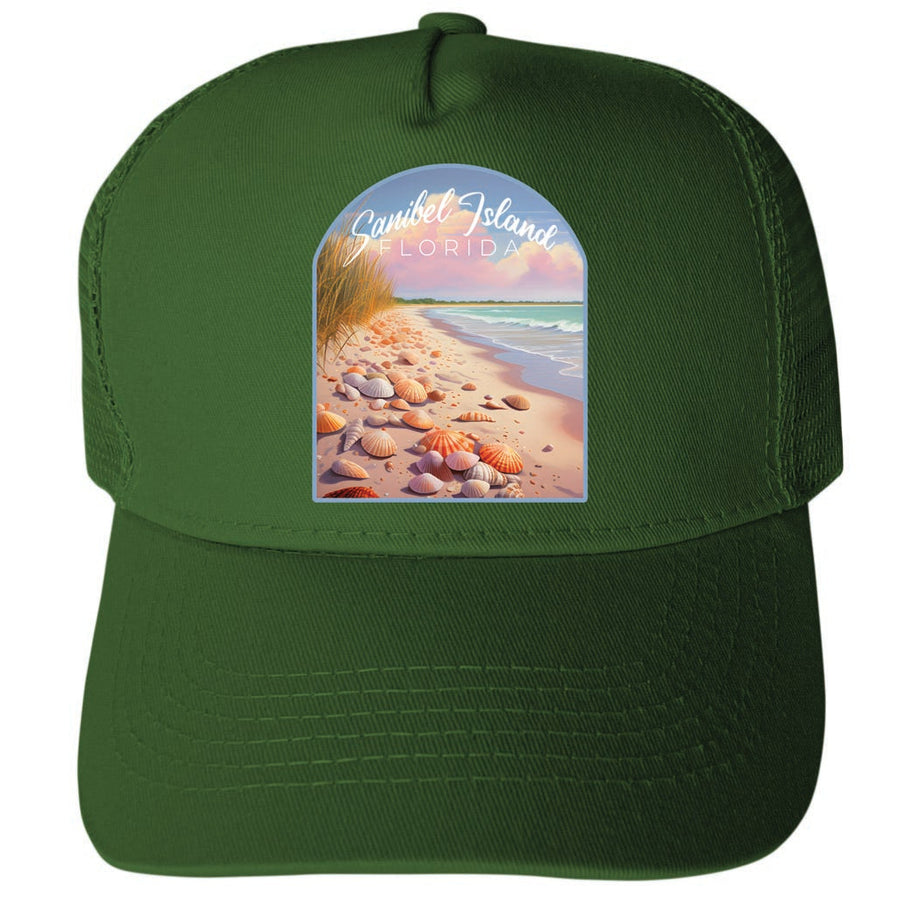 Sanibel Island Design B Unisex Mesh Back Trucker Hat with Adjustable Snapback Image 1