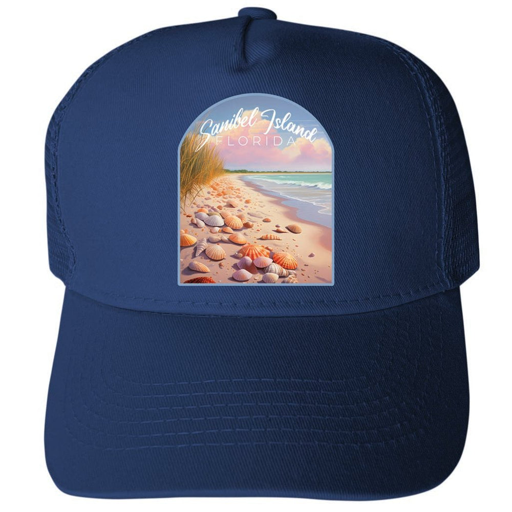 Sanibel Island Design B Unisex Mesh Back Trucker Hat with Adjustable Snapback Image 2