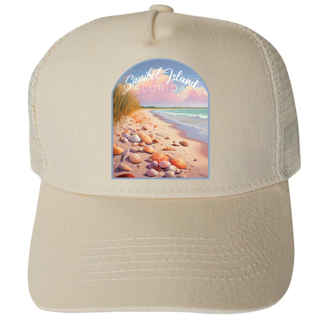 Sanibel Island Design B Unisex Mesh Back Trucker Hat with Adjustable Snapback Image 4