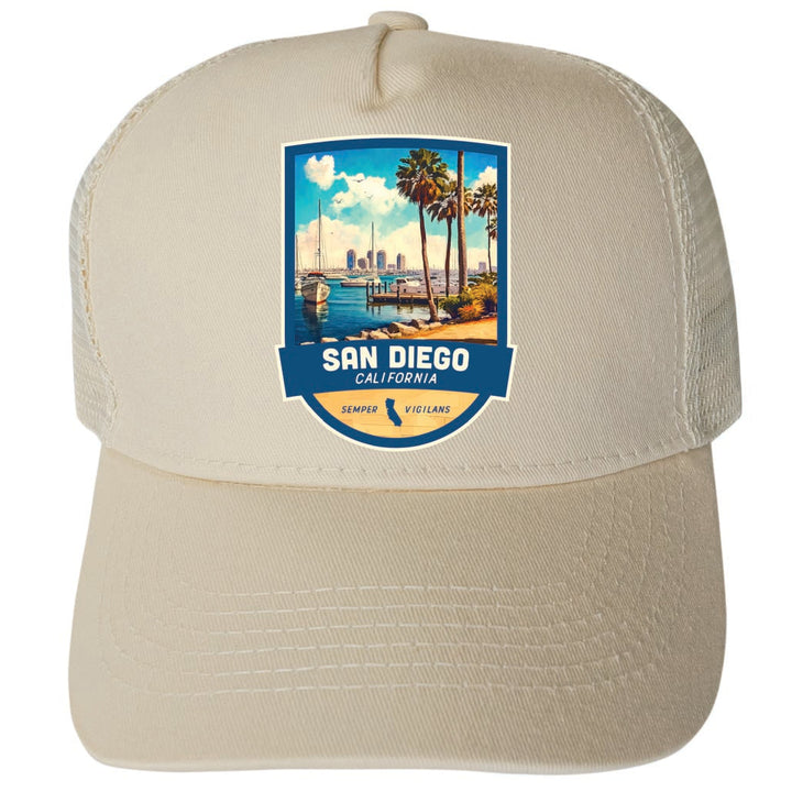 San Diego California Design B Unisex Mesh Back Trucker Hat with Adjustable Snapback Image 3