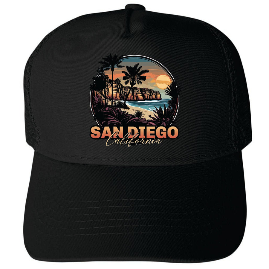 San Diego California Design A Unisex Mesh Back Trucker Hat with Adjustable Snapback Image 1