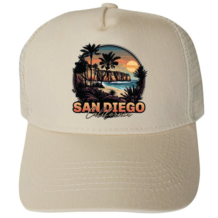 San Diego California Design A Unisex Mesh Back Trucker Hat with Adjustable Snapback Image 2