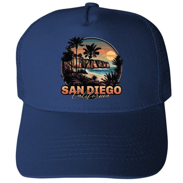 San Diego California Design A Unisex Mesh Back Trucker Hat with Adjustable Snapback Image 3