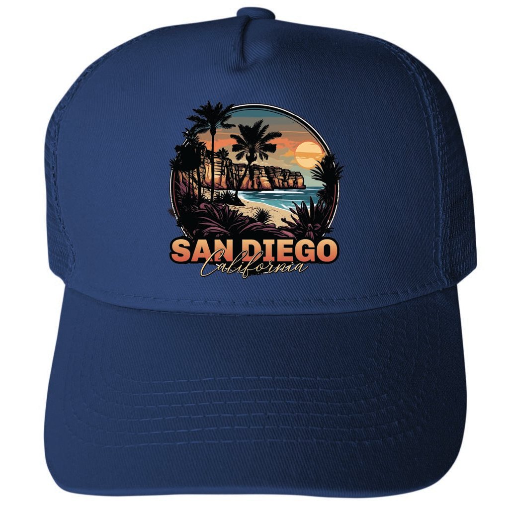 San Diego California Design A Unisex Mesh Back Trucker Hat with Adjustable Snapback Image 1