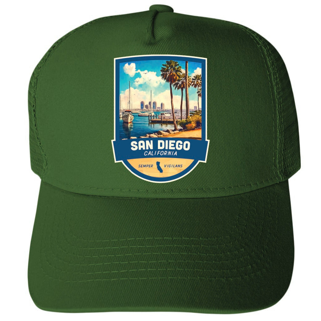 San Diego California Design B Unisex Mesh Back Trucker Hat with Adjustable Snapback Image 4