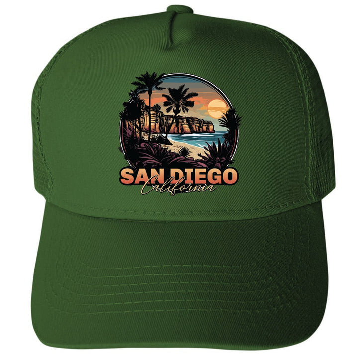 San Diego California Design A Unisex Mesh Back Trucker Hat with Adjustable Snapback Image 4