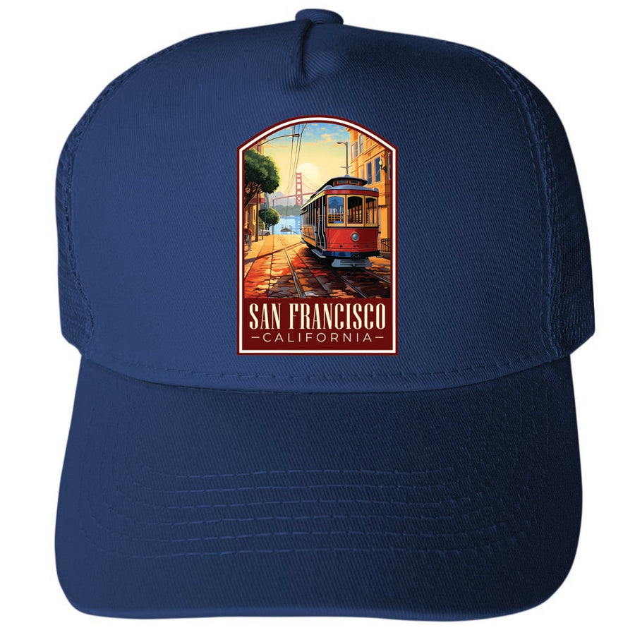 San Francisco California Design C Unisex Mesh Back Trucker Hat with Adjustable Snapback Image 1