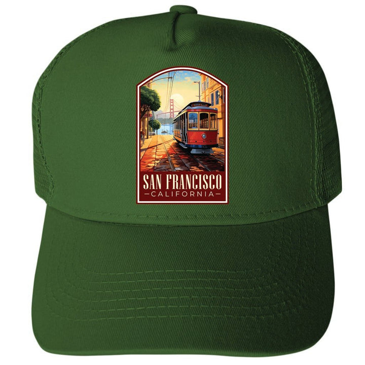 San Francisco California Design C Unisex Mesh Back Trucker Hat with Adjustable Snapback Image 2