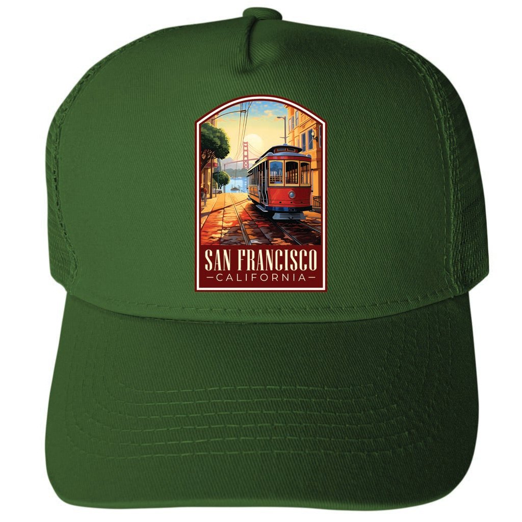 San Francisco California Design C Unisex Mesh Back Trucker Hat with Adjustable Snapback Image 1